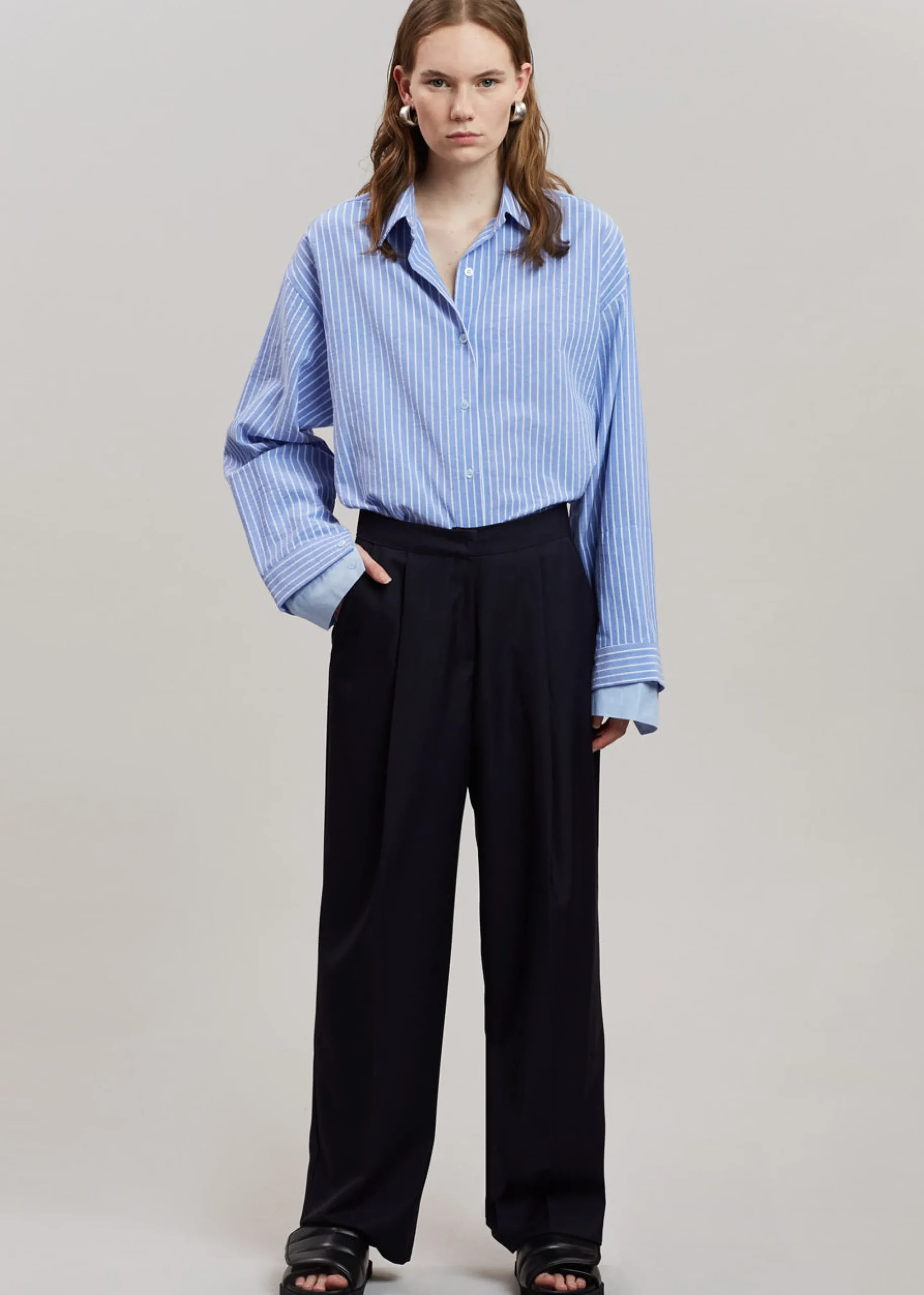 The Frankie Shop Christa Striped Shirt Blue Hot