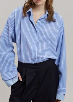 The Frankie Shop Christa Striped Shirt Blue Hot