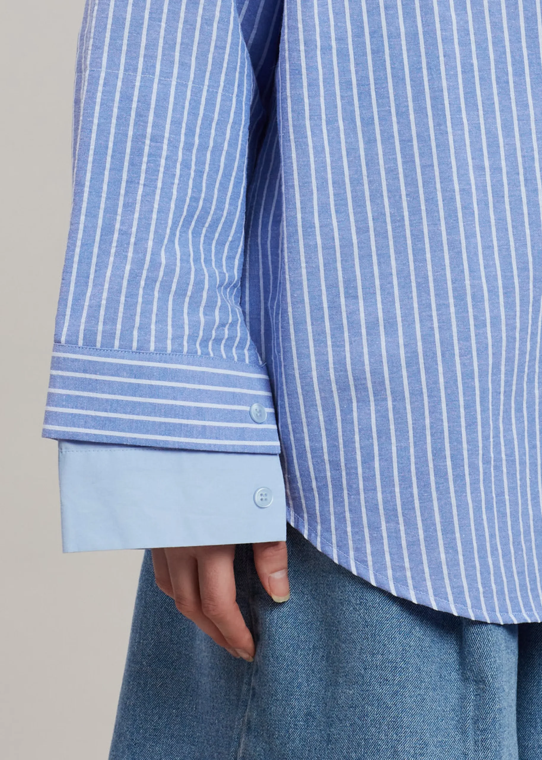 The Frankie Shop Christa Striped Shirt Blue Hot