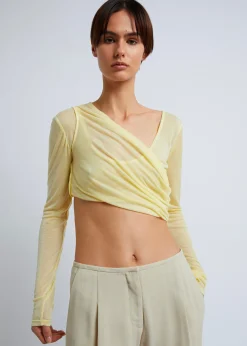 The Frankie Shop Christopher Esber Folded Crop L/S Top Custard Clearance