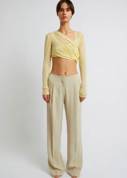 The Frankie Shop Christopher Esber Folded Crop L/S Top Custard Clearance