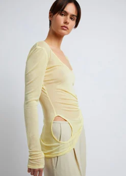 The Frankie Shop Christopher Esber Folded Crop L/S Top Custard Clearance