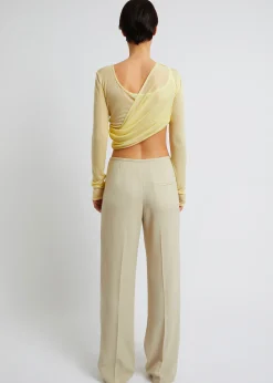 The Frankie Shop Christopher Esber Folded Crop L/S Top Custard Clearance