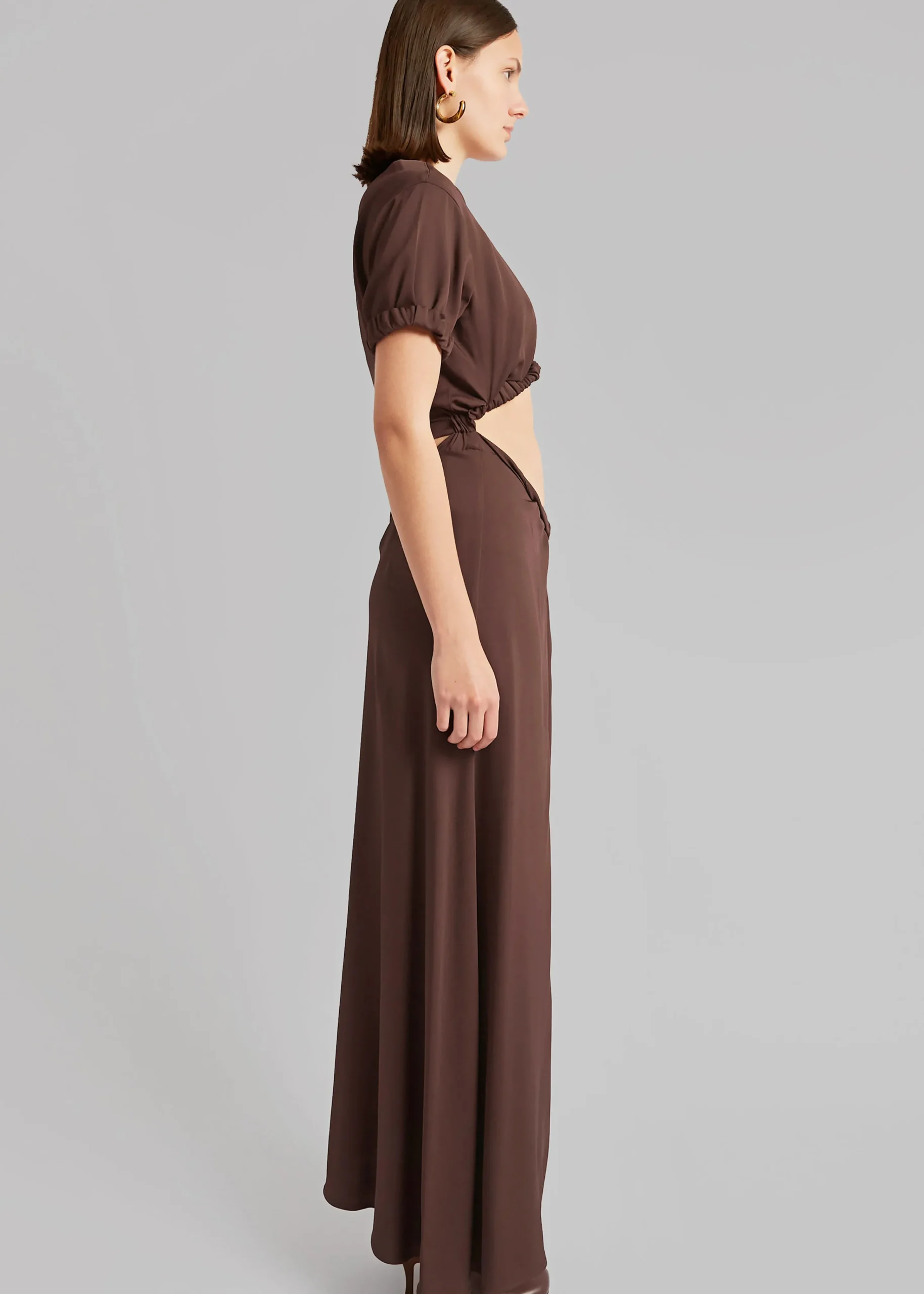 The Frankie Shop Christopher Esber Roll Sleeve Tee Dress Chocolate New