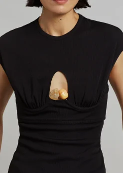The Frankie Shop Christopher Esber Underbust Quartz Ribbed Tank Black/Yellow Stones Sale