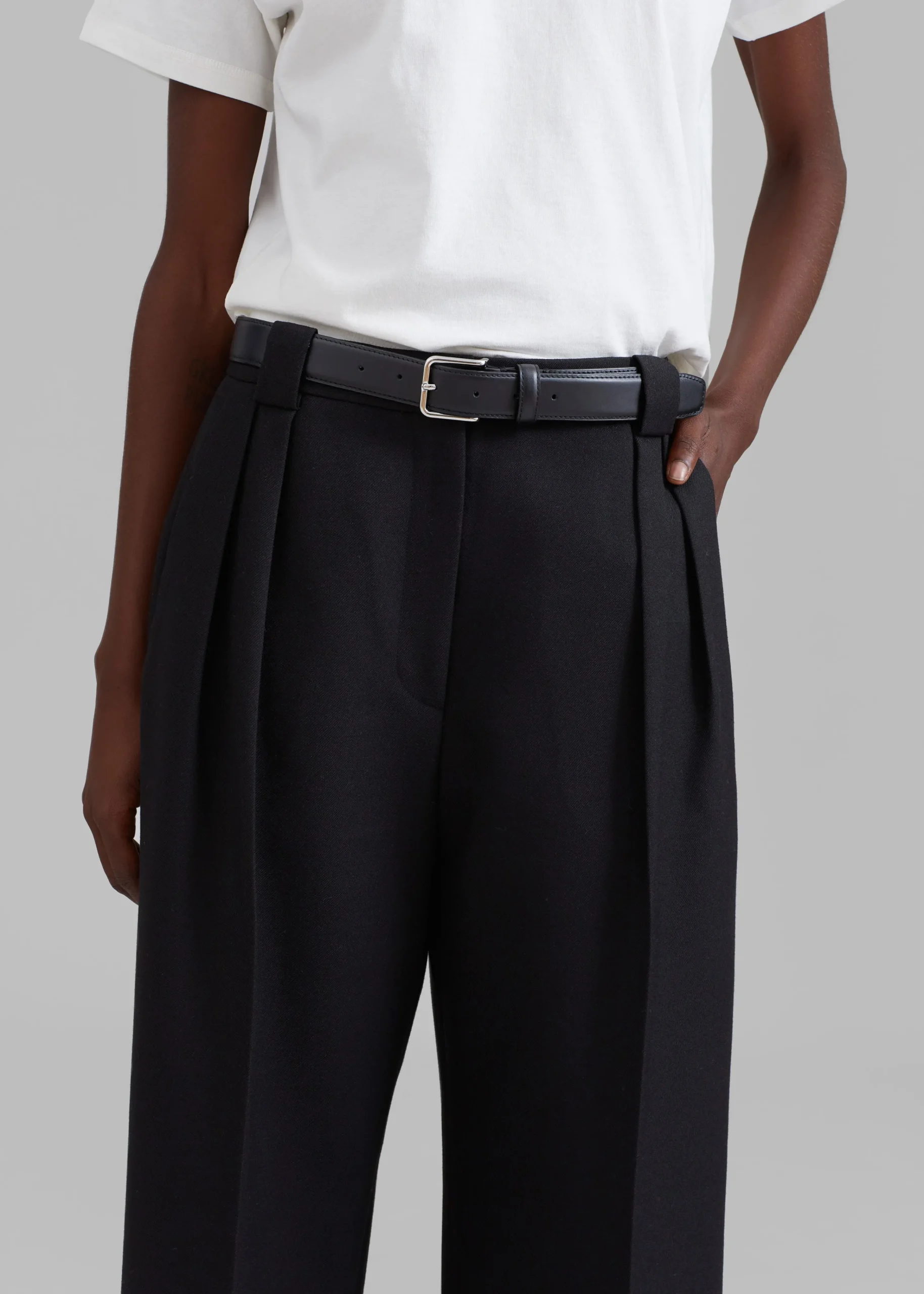 The Frankie Shop Cian Pintuck Trousers Black