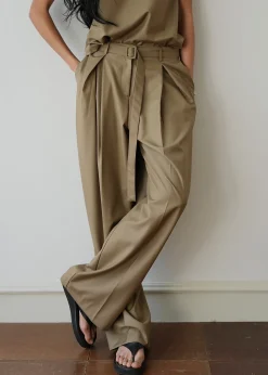 The Frankie Shop Clay Belted Pants Desert Taupe Best