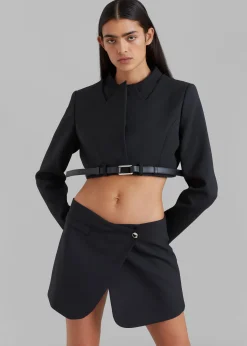 The Frankie Shop Coperni Cropped Trompe-L'Oeil Jacket Black