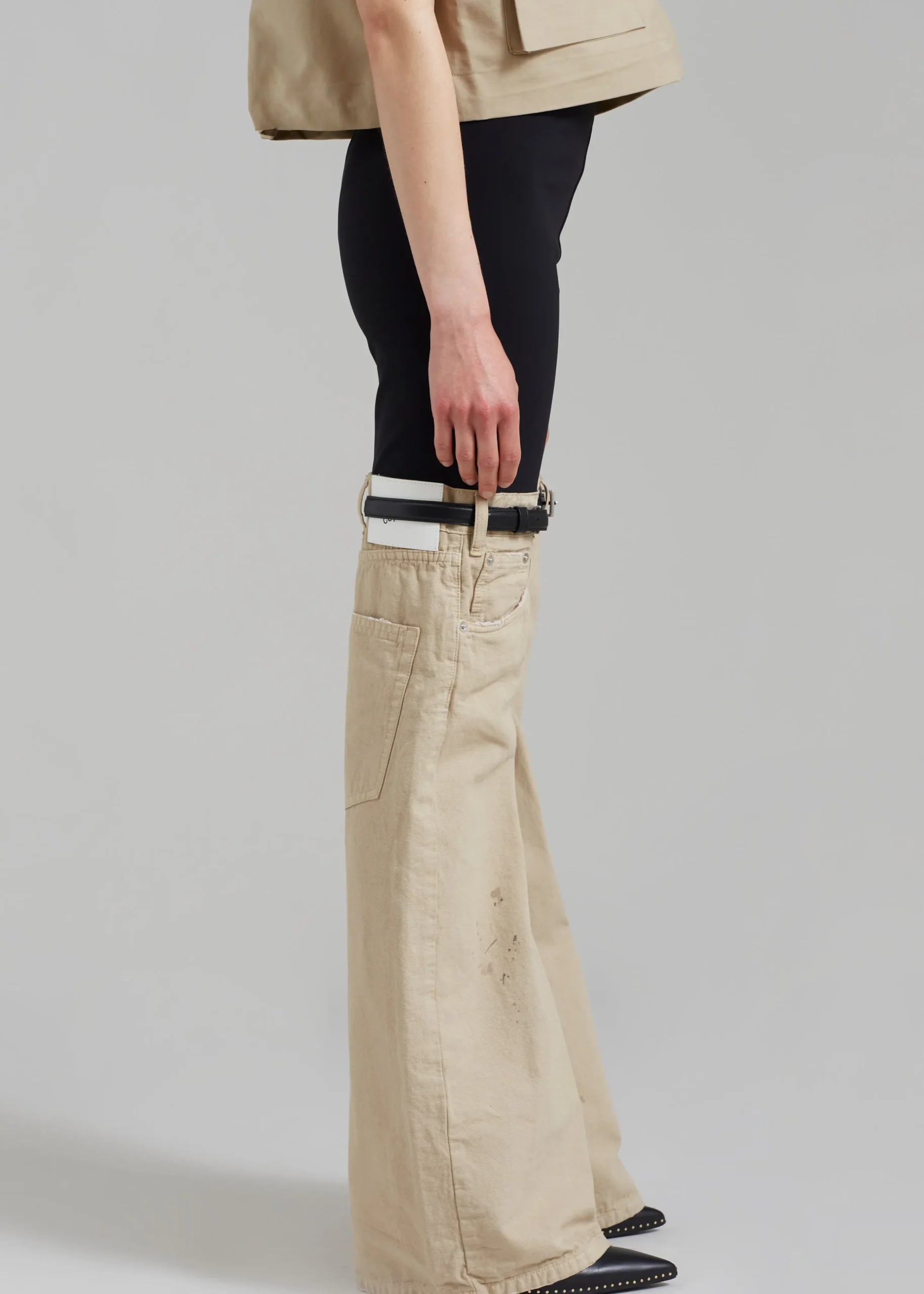 The Frankie Shop Coperni Hybrid Denim Trousers Black/Beige Best