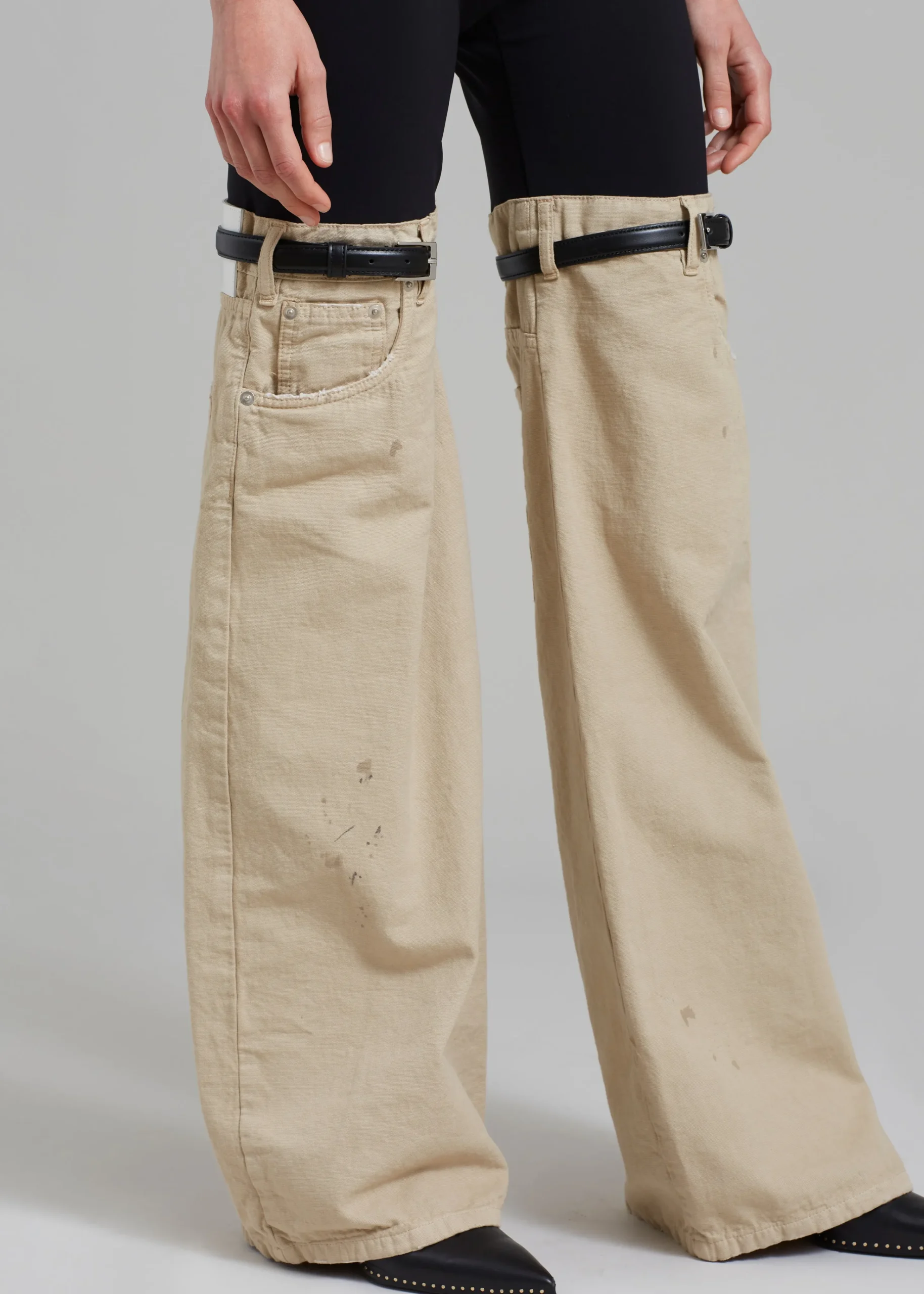 The Frankie Shop Coperni Hybrid Denim Trousers Black/Beige Best