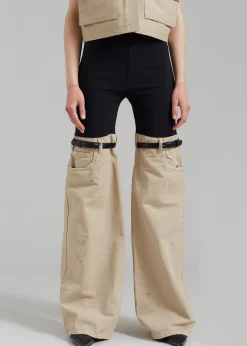 The Frankie Shop Coperni Hybrid Denim Trousers Black/Beige Best