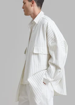 The Frankie Shop Dallas Denim Overshirt Blue Pinstripe Online