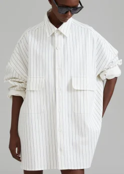 The Frankie Shop Dallas Denim Overshirt Blue Pinstripe Online