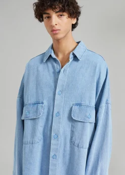 The Frankie Shop Dallas Men Denim Overshirt Worn Wash Best