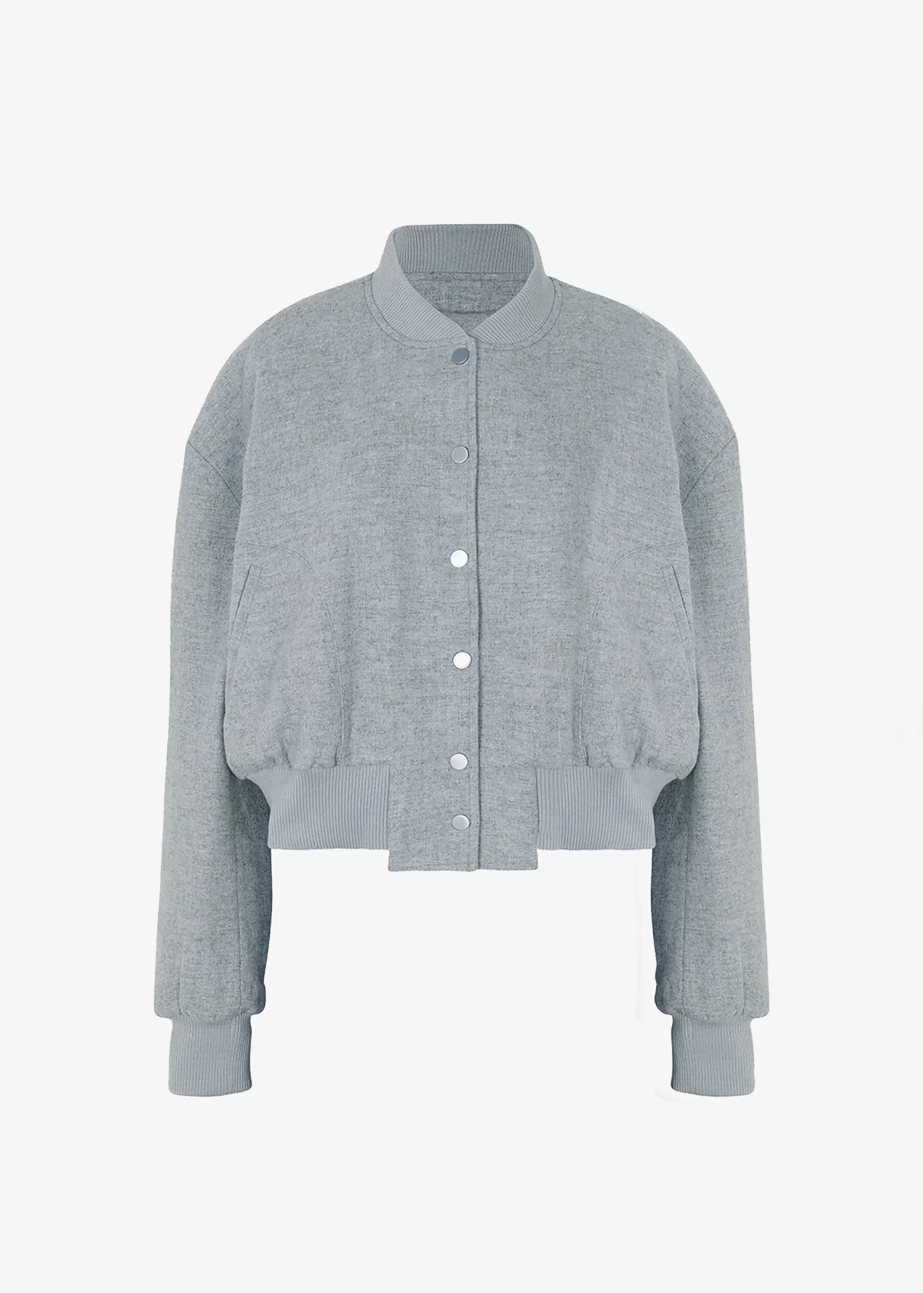The Frankie Shop Debbie Wool Bomber Grey Melange Clearance