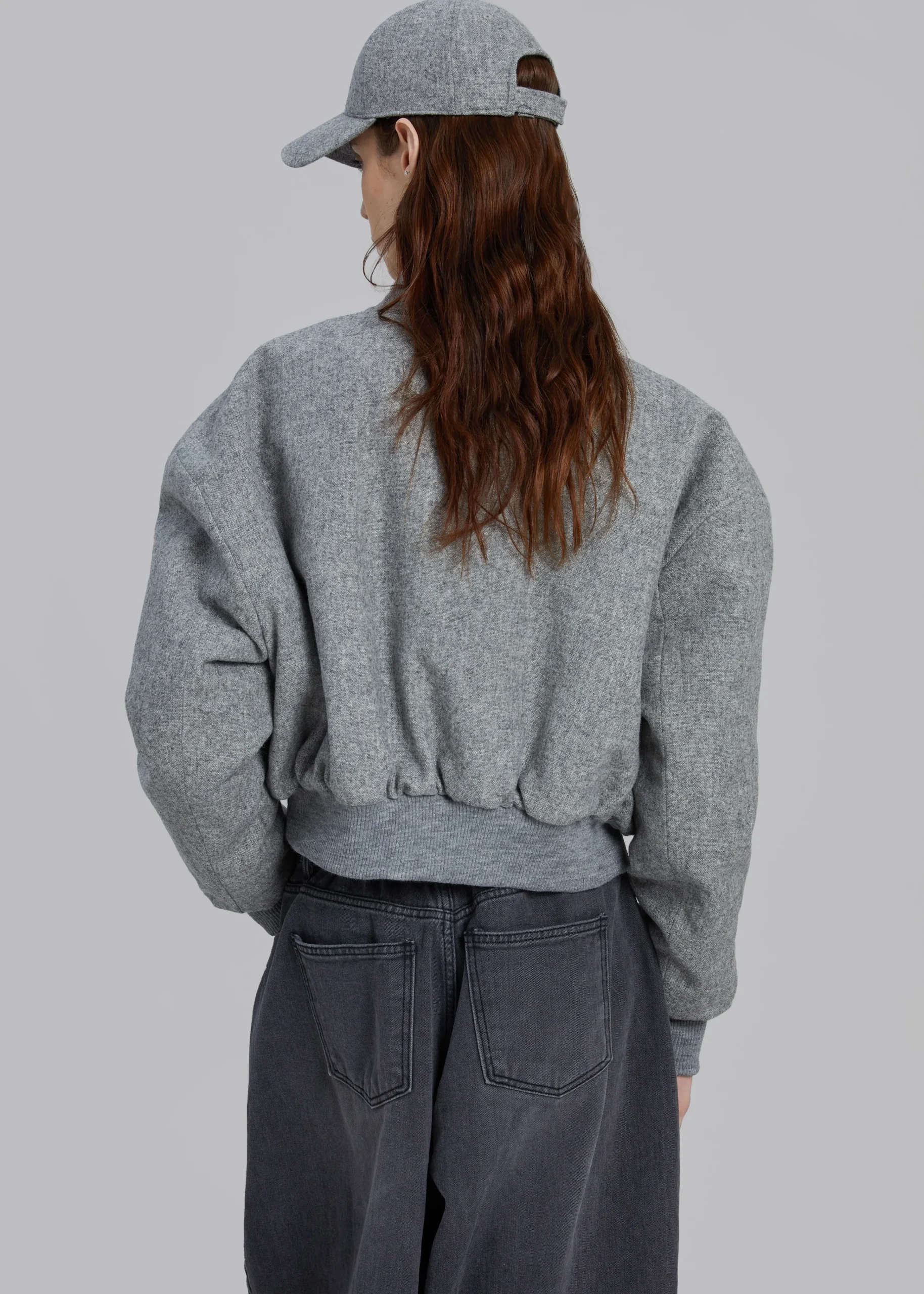 The Frankie Shop Debbie Wool Bomber Grey Melange Clearance