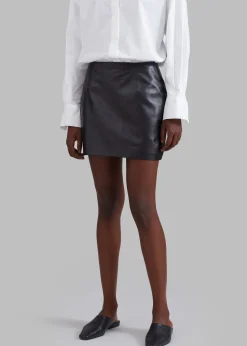 The Frankie Shop Derby Leather Mini Skirt Black New