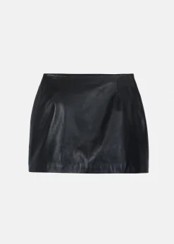The Frankie Shop Derby Leather Mini Skirt Black New