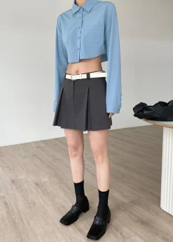 The Frankie Shop Eiko Cropped Shirt Blue Online