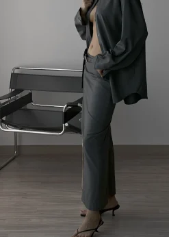 The Frankie Shop Eli Pencil Skirt Charcoal Hot