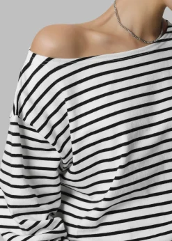 The Frankie Shop Elin Boatneck Top Black Stripe Discount