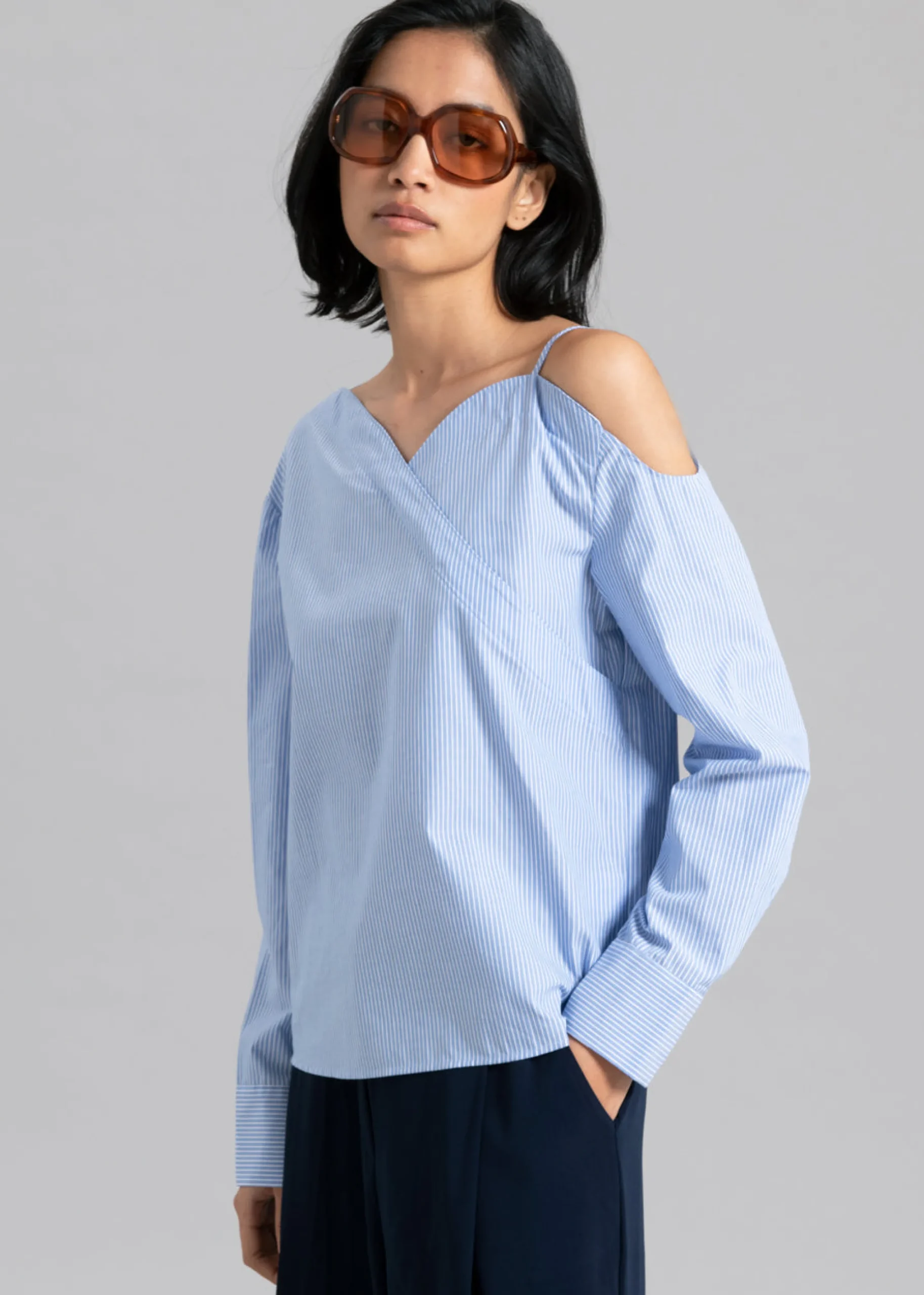 The Frankie Shop Eliz Shirt Blue Stripe Clearance