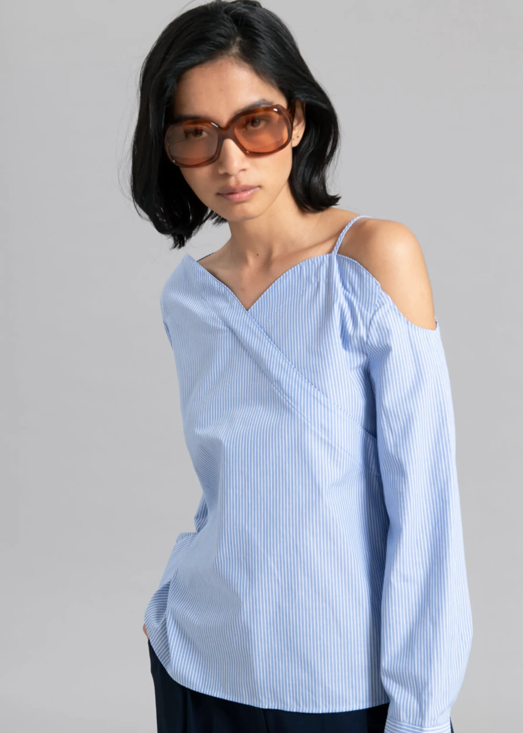 The Frankie Shop Eliz Shirt Blue Stripe Clearance