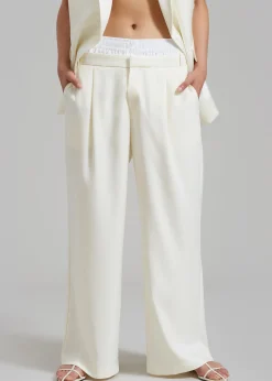 The Frankie Shop Ellie Darted Boxer Trousers Cream New