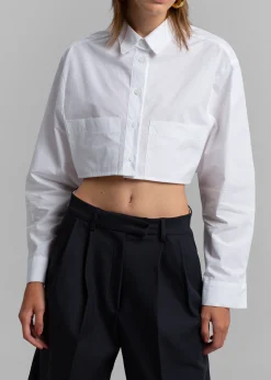 The Frankie Shop Elo Cropped Pocket Shirt White Sale