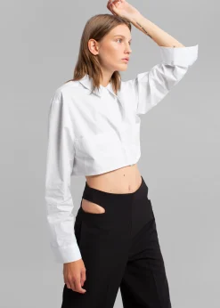The Frankie Shop Elo Cropped Pocket Shirt White Sale