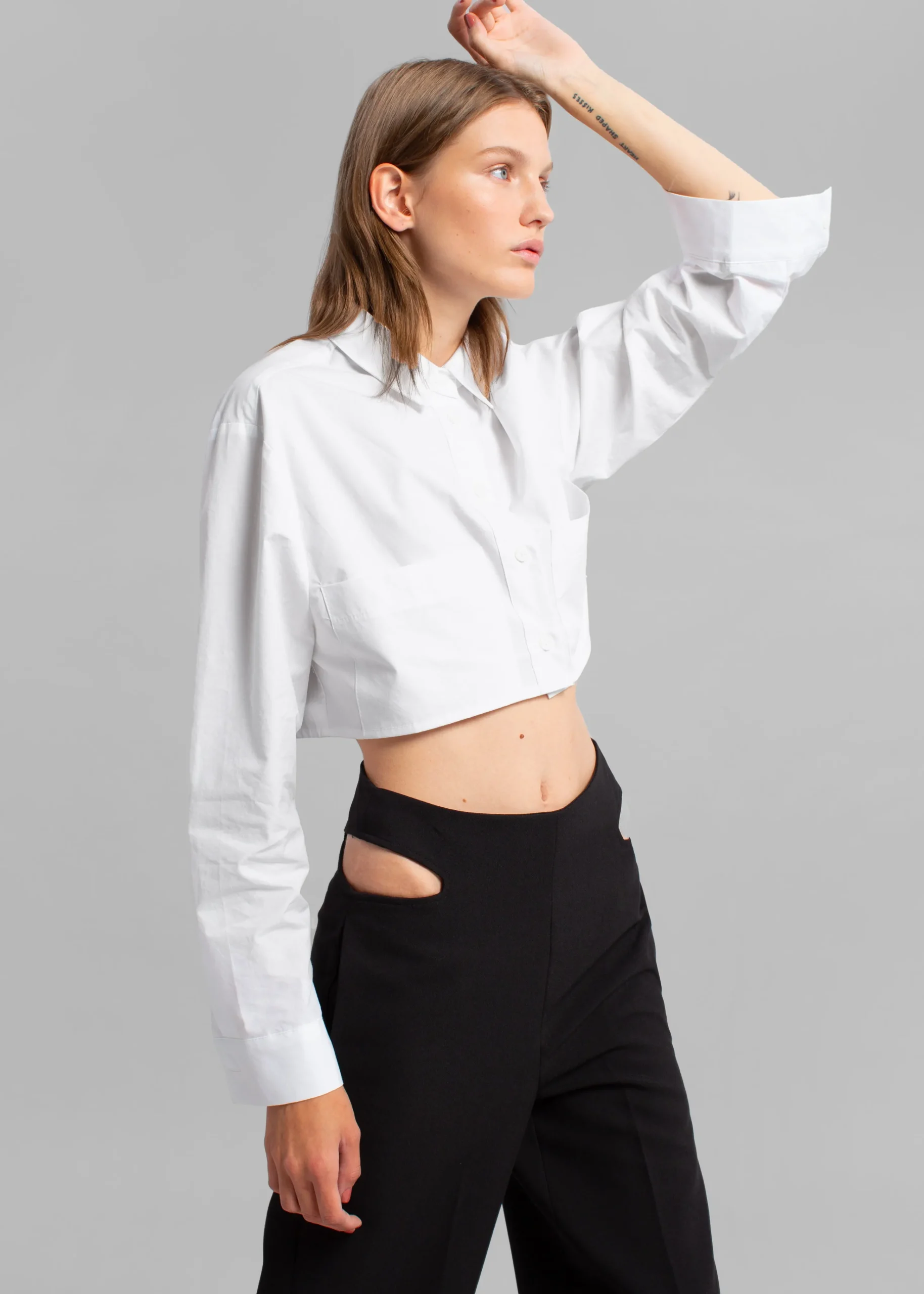 The Frankie Shop Elo Cropped Pocket Shirt White Sale