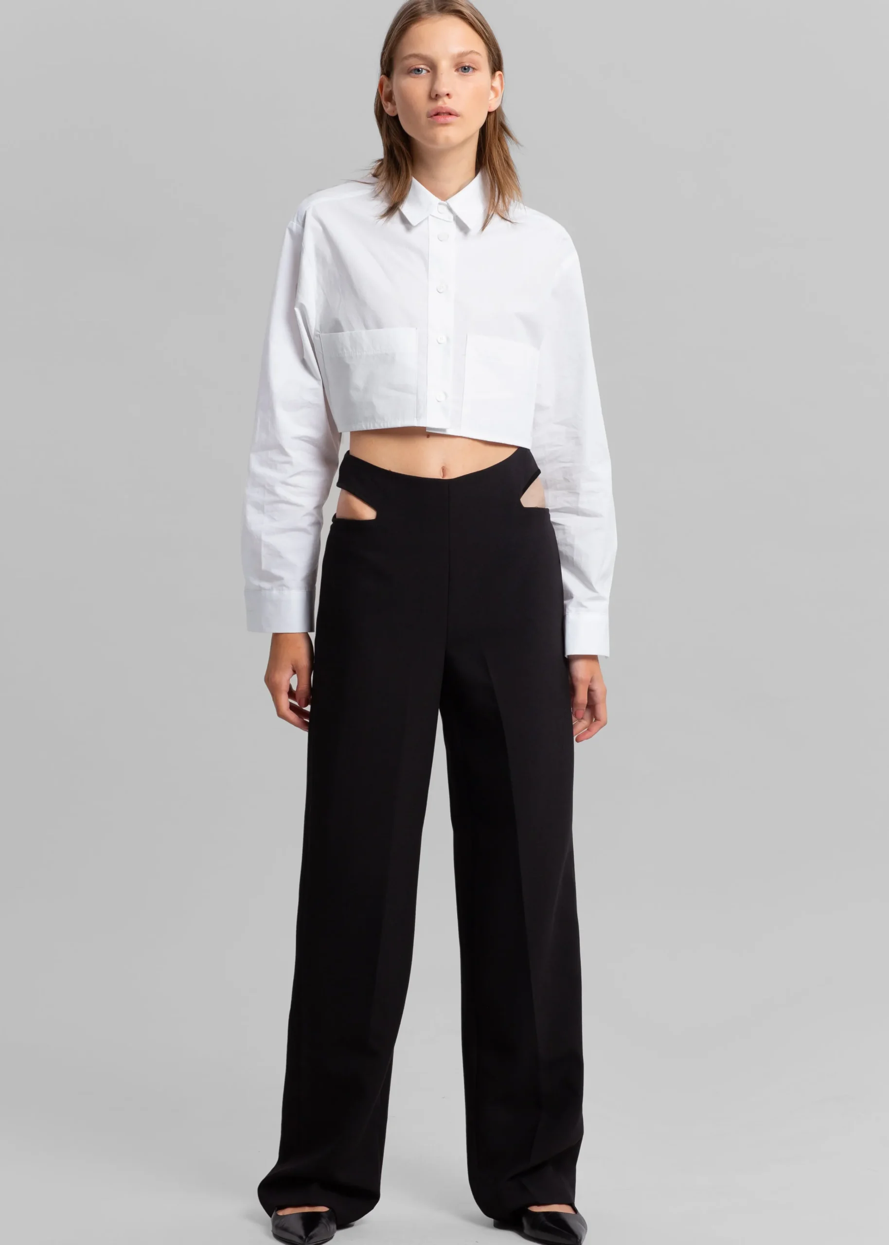 The Frankie Shop Elo Cropped Pocket Shirt White Sale