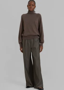The Frankie Shop Emilie Wide Leg Pants Dark Olive