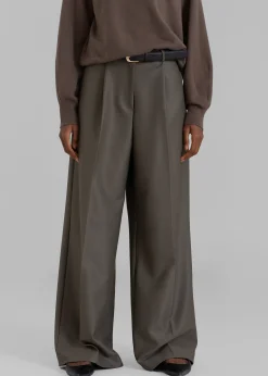 The Frankie Shop Emilie Wide Leg Pants Dark Olive