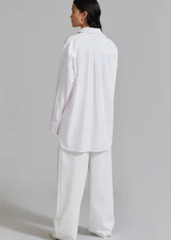 The Frankie Shop Erin Roll Up Shirt Pink Stripe Best
