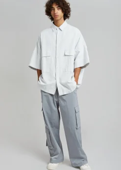 The Frankie Shop Ethan Pocket Shirt Slate Stripe Hot