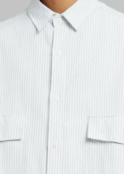 The Frankie Shop Ethan Pocket Shirt Slate Stripe Hot