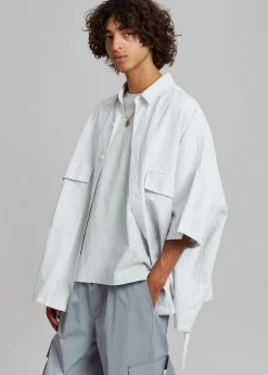 The Frankie Shop Ethan Pocket Shirt Slate Stripe Hot