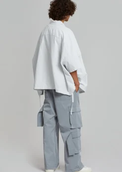 The Frankie Shop Ethan Pocket Shirt Slate Stripe Hot