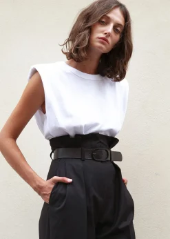 The Frankie Shop Eva Padded Shoulder Muscle T-Shirt White Discount