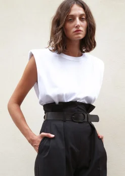 The Frankie Shop Eva Padded Shoulder Muscle T-Shirt White Discount