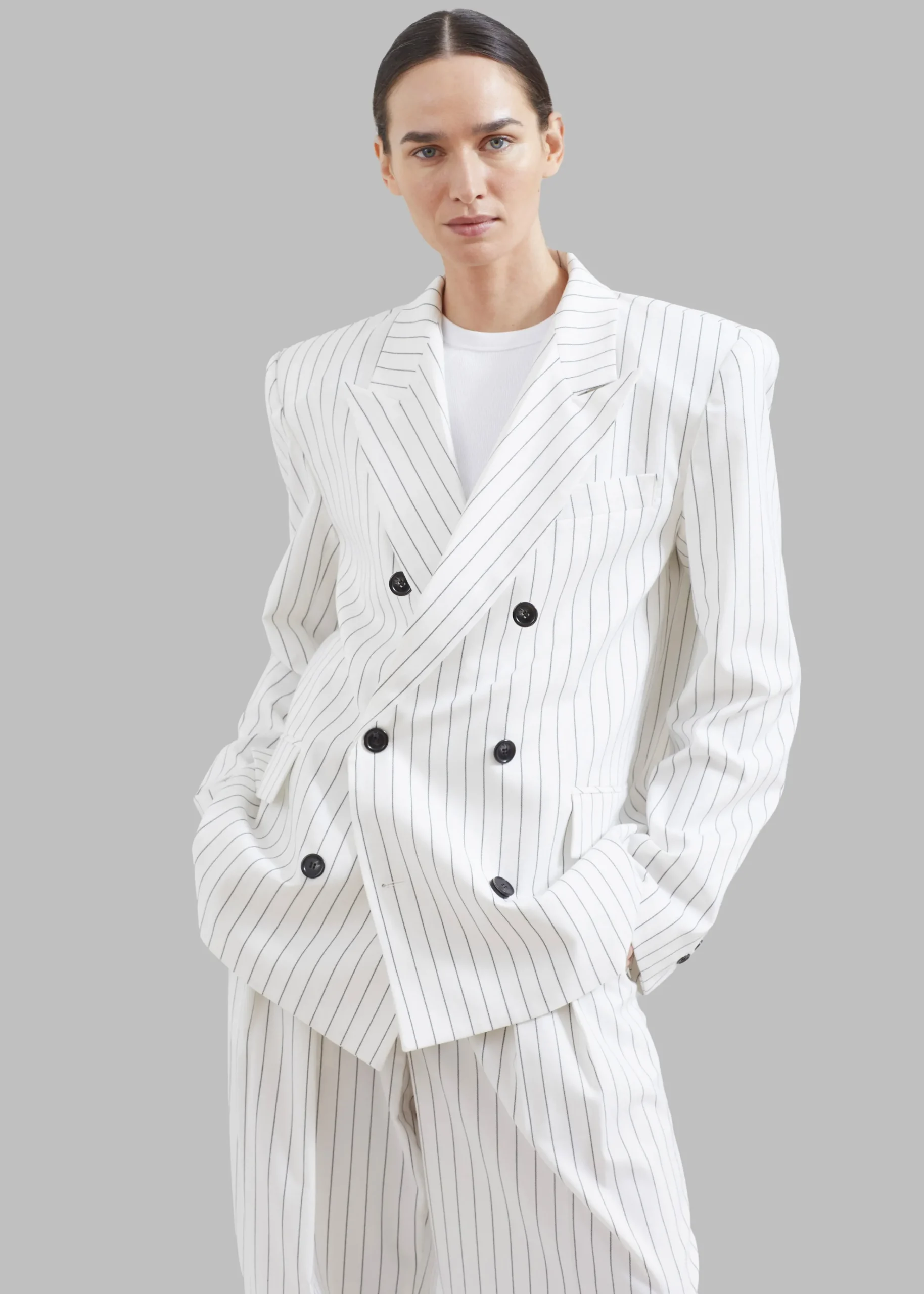 The Frankie Shop Fargo Oversized Padded Blazer White Online