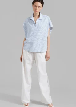 The Frankie Shop Flora Dolman Shirt Blue Stripe Hot