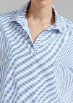 The Frankie Shop Flora Dolman Shirt Blue Stripe Hot