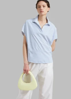 The Frankie Shop Flora Dolman Shirt Blue Stripe Hot