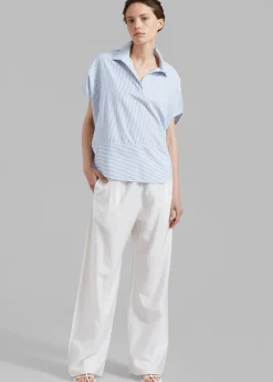 The Frankie Shop Flora Dolman Shirt Blue Stripe Hot