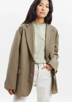 The Frankie Shop Frankie Oversized Boyfriend Blazer Desert Taupe