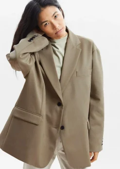 The Frankie Shop Frankie Oversized Boyfriend Blazer Desert Taupe