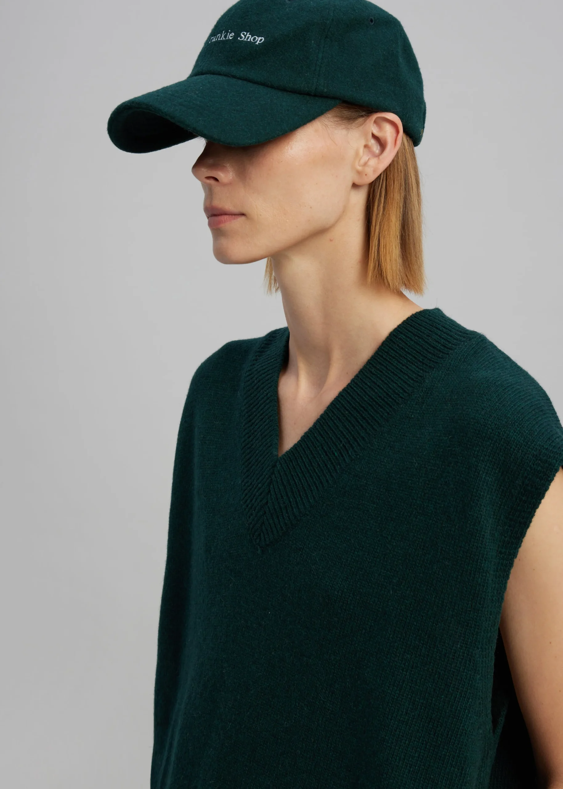 The Frankie Shop Frankie Wool Baseball Cap Bottle Green Best