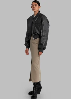 The Frankie Shop Gae Faux Leather Cropped Bomber Charcoal Hot